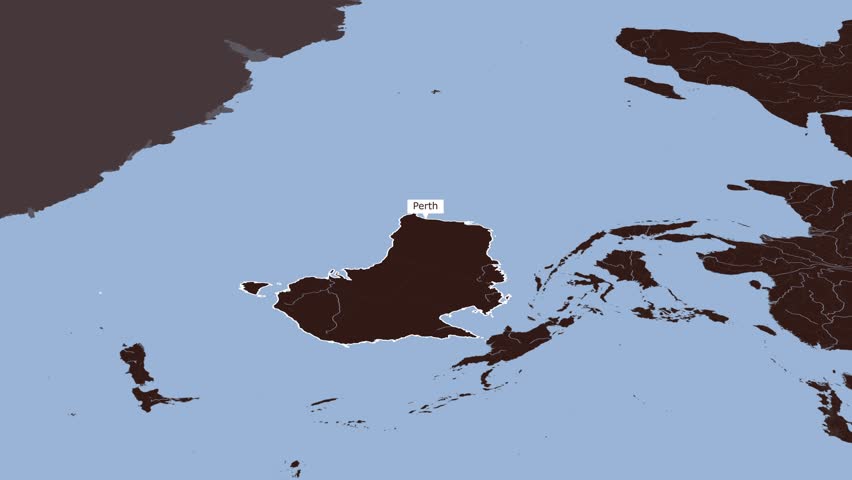 Rotating map of Perth City, Australia