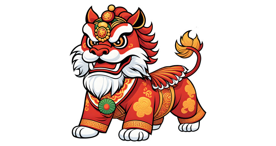 Animation Lion Dance Chinese Lunar Calender 4k Transparent Bakcground
