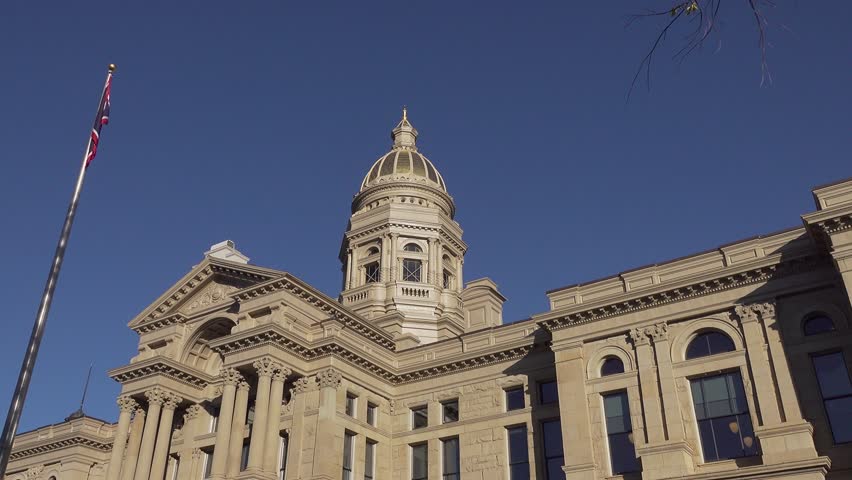 Zoom into Dome, The State Capitol Building at Cheyenne Wyoming, USA