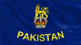 The Governor General of Pakistan Flag, 4K video, Closeup, Silky, smooth, The national flag, beautiful clothing, waving in the wind. Official colors and Proportion Correctly flag seamless loop anima
