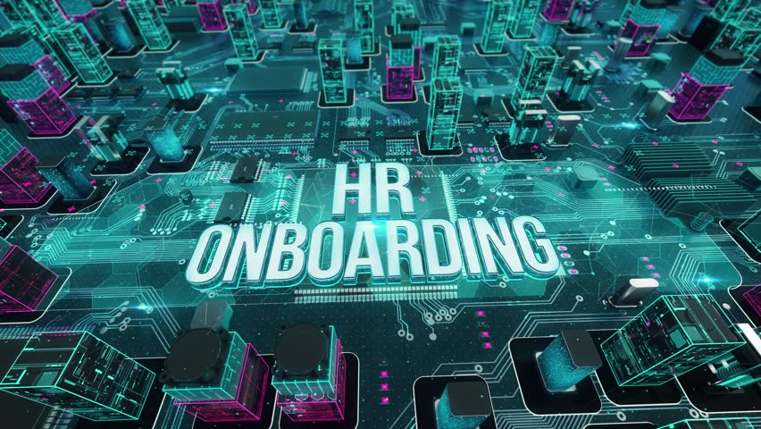 HR onboarding with digital technology hitech concept