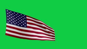 USA Flag, 4K video, Closeup, Silky, smooth, The national flag, beautiful clothing, waving in the wind. Official colors and Proportion Correctly flag seamless loop animation. green screen bg
