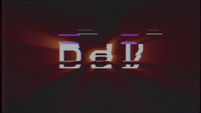 shiny BAD word text on old computer tv vhs effect glitch interference noise screen animation black background seamless loop - New quality universal retro vintage motion colorful motivation video