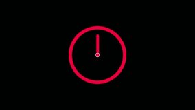 Stopwatch animated icon. Clock with moving arrows. Loop. Alpha channel.