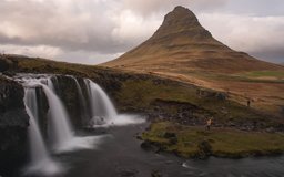 ICELAND – 2016 : Timelapse of Kirkjufell waterfall and mountain in Snaefellsnes peninsula