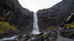 ICELAND – 2016 : Timelapse of Skaftafell waterfall on a cloudy day