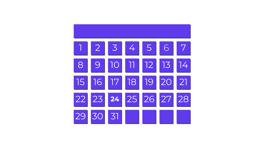 24th May calendar icon animation. Alpha matte with transparent background 4K resolution. Royalty-Free Stock Footage #3424871933