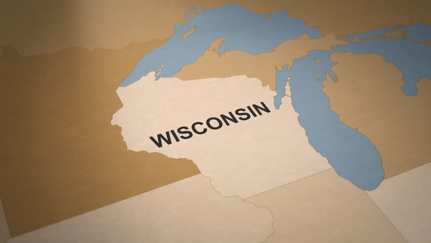 Old Paper Map of Wisconsin