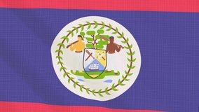 Belize flag waving in the wind. Background with rough textile texture. Animation loop. Element for web site, presentation, import into video.