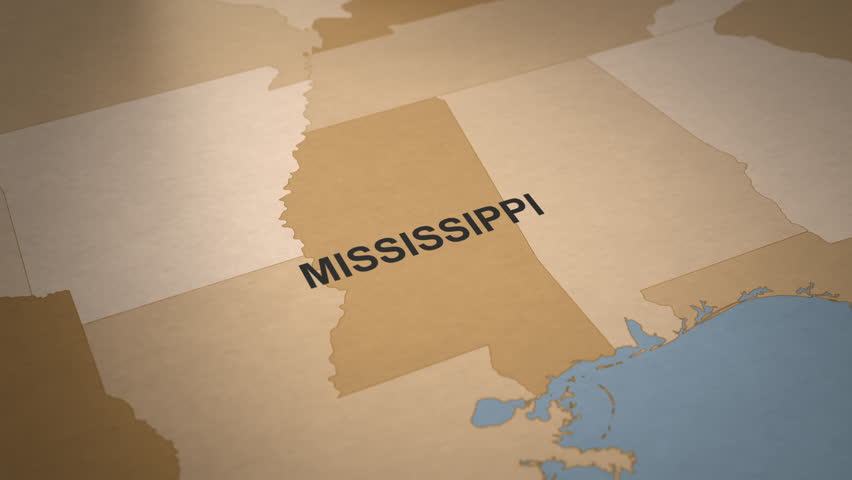 Old Paper Map of Mississippi