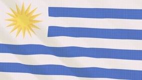 Uruguay flag waving in the wind. Background with rough textile texture. Animation loop. Element for web site, presentation, import into video.