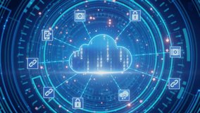 Cloud computing system technology with icon media file network, hud background. - Powered by Shutterstock - Get 15% off with code: PIKWIZARD15