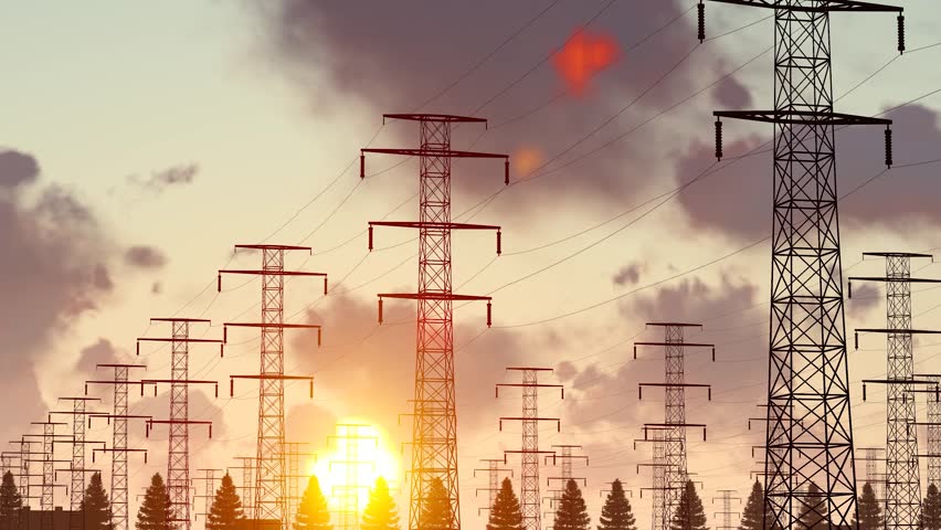 High voltage power towers and transmission lines delay