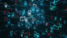 abstract complex grid with file and folder icons, futuristic document management system, concept of digital data organization (3d render) - Powered by Shutterstock - Get 15% off with code: PIKWIZARD15