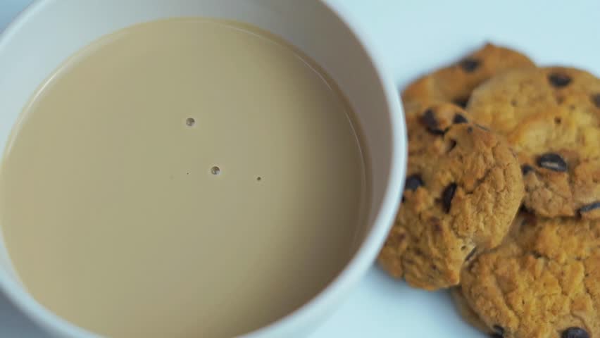 Coco chip biscuits with a glass of espresso
