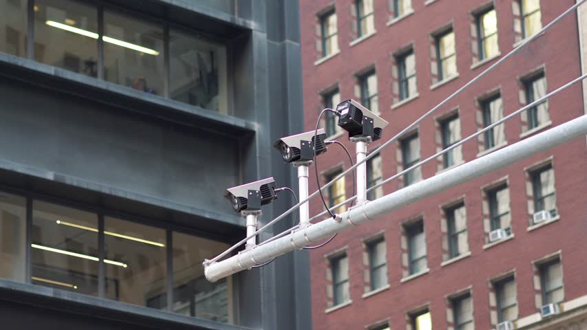 Security cameras in the New York City in 4k slow motion 60fps