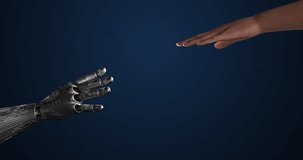 AI Robot and Human Connection. Future Touchpoint. Shiny Laser Lights. Technology Related 3D Animation. - Powered by Shutterstock - Get 15% off with code: PIKWIZARD15