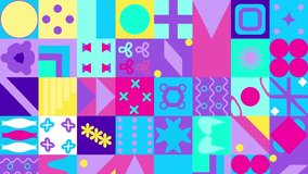 Seamless pattern of abstract geometric animated shape. Blue pink purple and yellow color. 4k. - Powered by Shutterstock - Get 15% off with code: PIKWIZARD15