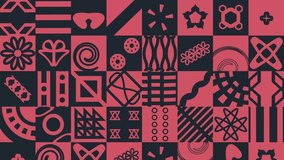 Machinery pattern with various industrial animated elements. Pink color. High quality animation