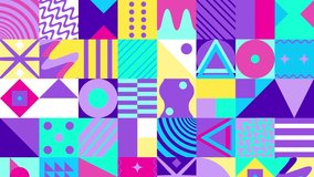 Seamless pattern of abstract geometric animated shape. Blue pink purple and yellow color. 4k. - Powered by Shutterstock - Get 15% off with code: PIKWIZARD15