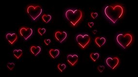4k Glowing Red Neon Lines Hearts Animation Isolated on Black Background. Valentine's Day or Woman's day Led Light red hearts frame. Love Concept Hearts Frame. Love concept frame animation design. - Powered by Shutterstock - Get 15% off with code: PIKWIZARD15