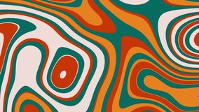 Seamless pattern with animated geometric background. Green red orange colored curve shapes. 4k loop.