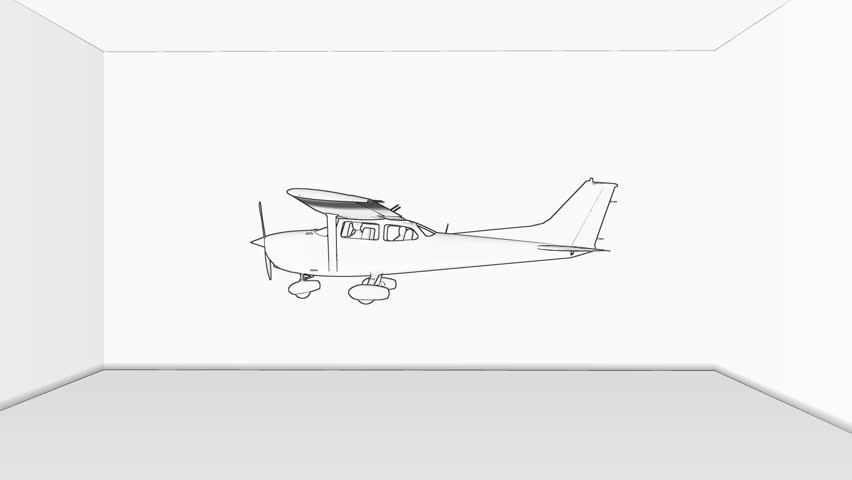 One line drawing animation of aircraft