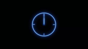Clock icon neon light 24 Hour Day Fast Speed. Royal blue circle digital and analog clock neon looped black background 4k video. - Powered by Shutterstock - Get 15% off with code: PIKWIZARD15