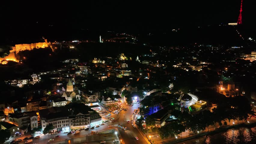 Beutiful city of Tbilisi during night time
