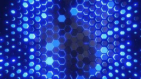 Futuristic 3D loop with animated metallic hexagons and blue technological lightnin. VJ loop, top-view motion graphic backdrop. - Powered by Shutterstock - Get 15% off with code: PIKWIZARD15