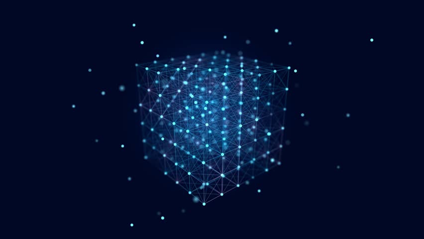 Information storage cells. Abstract background with dots and lines. Network connection structure. Big data digital background. 3D rendering.