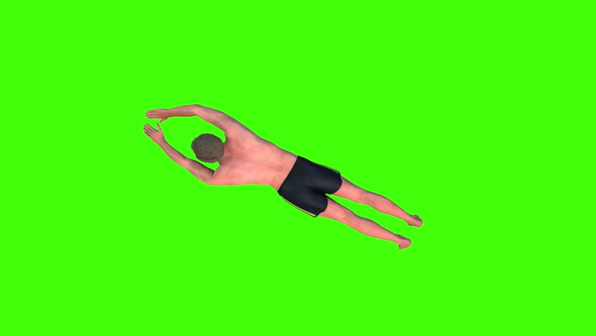 3D realistic boy wearing black shorts and swimming underwater on a green screen, 4k 60fps man Diver propels the body through water by using the limbs animation with a top view loop on the chroma key Royalty-Free Stock Footage #3426060879