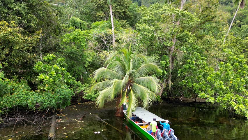 Landscape of limestone mountain and freshwater lake in the Lengguru Fold Belt, Kaimana, West Papua