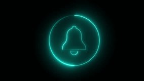 Abstract glowing neon line Church bell icon isolated on dark background.