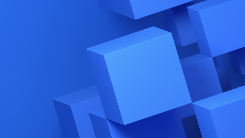 Geometric composition with cubes, 4k seamless looped animation, 3d render