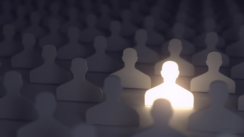 Searching for the job vacancy candidate, right person. Recruitment or leadership. 3d animation