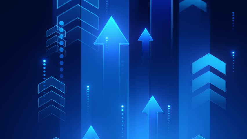 Arrow growth up animation, business growth to success background.