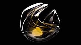 3d render abstract art video animation with a surreal glass sphere or ball in a deformation transformation process in yellow gold and purple gradient color on an isolated black background - Powered by Shutterstock - Get 15% off with code: PIKWIZARD15