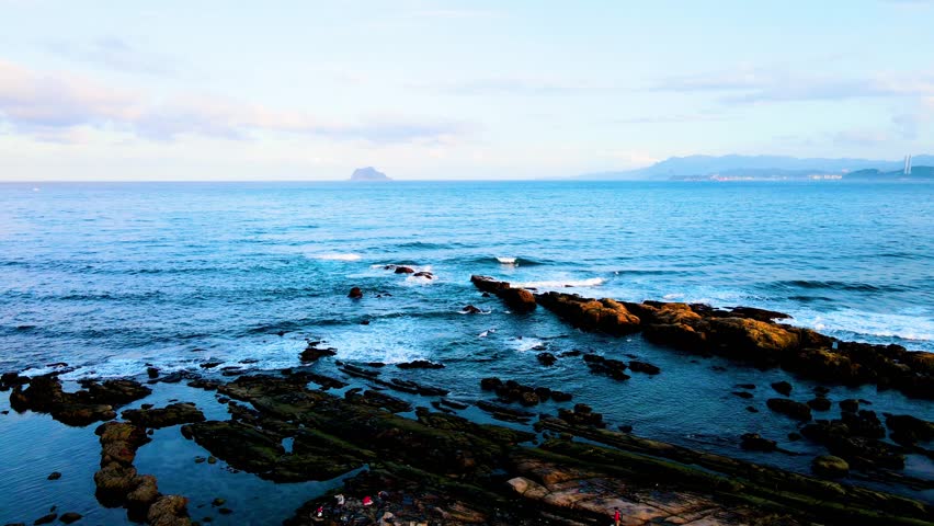 Natural rock formation at Guihou, one of most famous wonders in Wanli, New Taipei City, Taiwan.