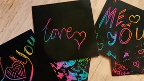 Me and you,  i love you, note, Love card and message in  teenager style, Art scratch paper for message. Youth culture. Glittering flares lights - Powered by Shutterstock - Get 15% off with code: PIKWIZARD15