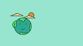 The flat earth cartoon animation looks breathable, a suitable place for go green content recording design