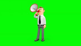 3D Animation of Cartoon White Suited Businessman Announcing On Megaphone. - Powered by Shutterstock - Get 15% off with code: PIKWIZARD15