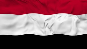 Yemen flag waving in Wind seamless loop animation. 4K Video
