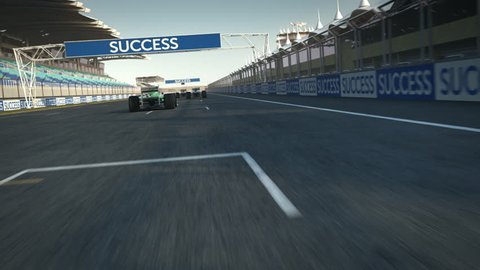 formula one racecars crossing finishing line - POV - high quality 3d animation - visit our portfolio for more
