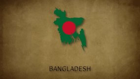 Bangladesh Map, Bangladesh Flag, with name. travel, politics, containment, geographic, and cultural connection. motion video, mp4, word map video, country map,