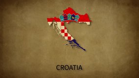 Croatia Map, Croatia Flag, with name. travel, politics, containment, geographic, and cultural connection. motion video, mp4, word map video, country map,