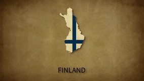 Finland Map, Finland Flag, with name. travel, politics, containment, geographic, and cultural connection. motion video, mp4, word map video, country map,