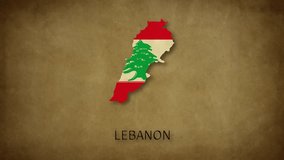 Lebanon Map, Lebanon Flag, with name. travel, politics, containment, geographic, and cultural connection. motion video, mp4, word map video, country map,