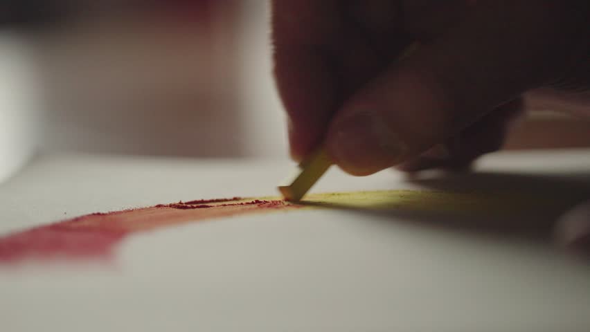 Artist paints with colorful crayons. A pastel painting. The concept of creativity, online learning of painting and drawing. 4K
 - Powered by Shutterstock - Get 15% off with code: PIKWIZARD15