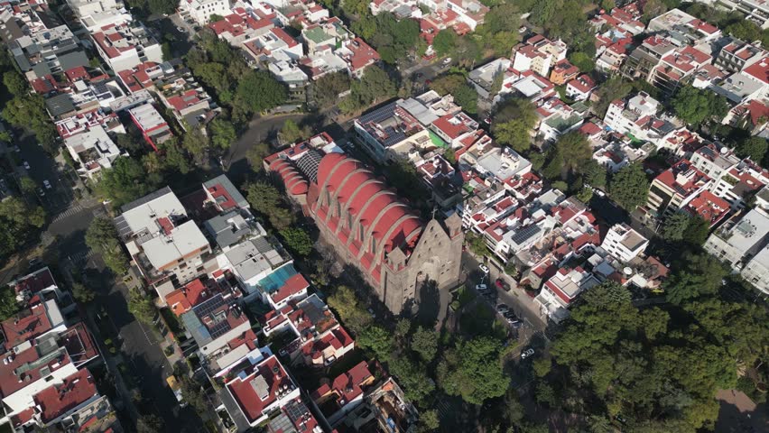 Aerial view San Augustin Church, in the heart of Polanco, Mexico City
